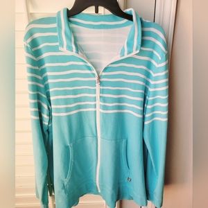 EUC Talbots Lightweight Zipup Striped Jacket Size XL